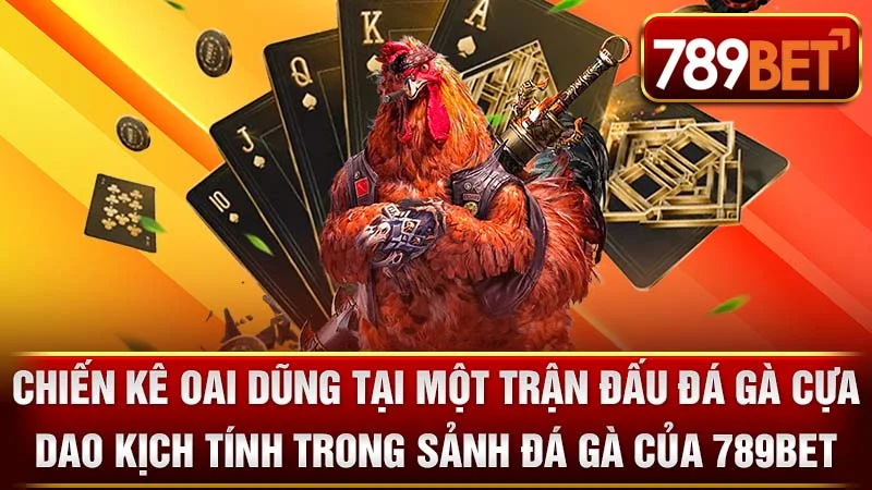 Chiến kê oai dũng tại một trận đấu đá gà cựa dao kịch tính trong sảnh đá gà của 789BET.