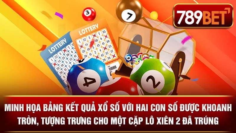  Minh họa bảng kết quả xổ số với hai con số được khoanh tròn, tượng trưng cho một cặp lô xiên 2 đã trúng.