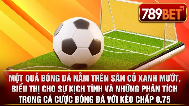 Một quả bóng đá nằm trên sân cỏ xanh mướt, biểu thị cho sự kịch tính và những phân tích trong cá cược bóng đá với kèo chấp 0.75.